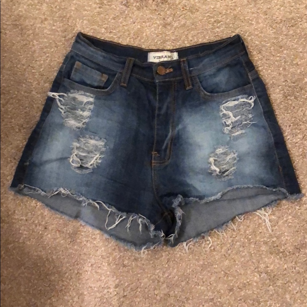 High waisted jean shorts